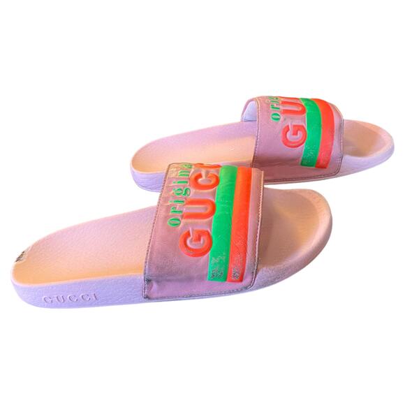 Gucci Limited Edition Authentic Neon Pink Pool Beach Slides Size 6 - Picture 4 of 12